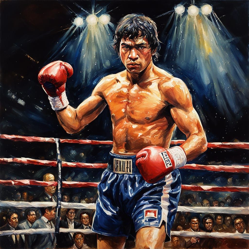 Dramatic Boxing Portrait in Oil Painting Style