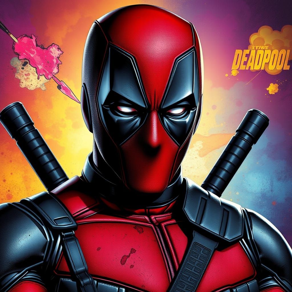 Deadpool's Intense Gaze: A Hyperrealistic Comic Book Render