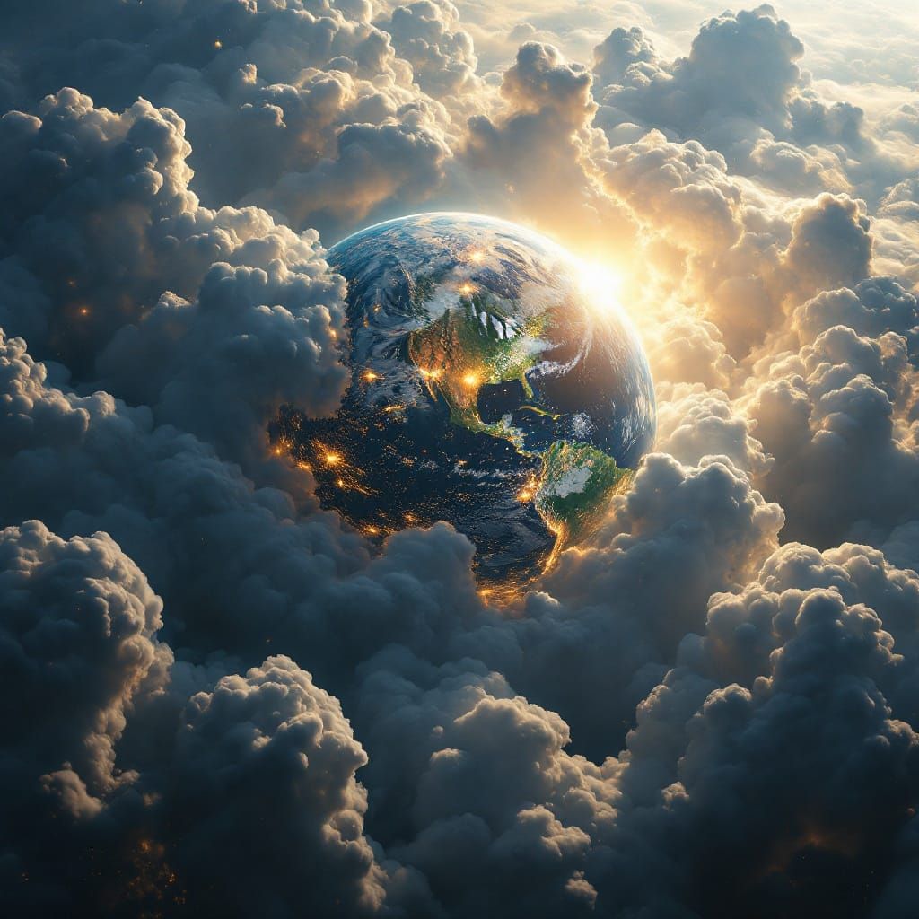 Majestic Earthscape Radiating Golden Glow