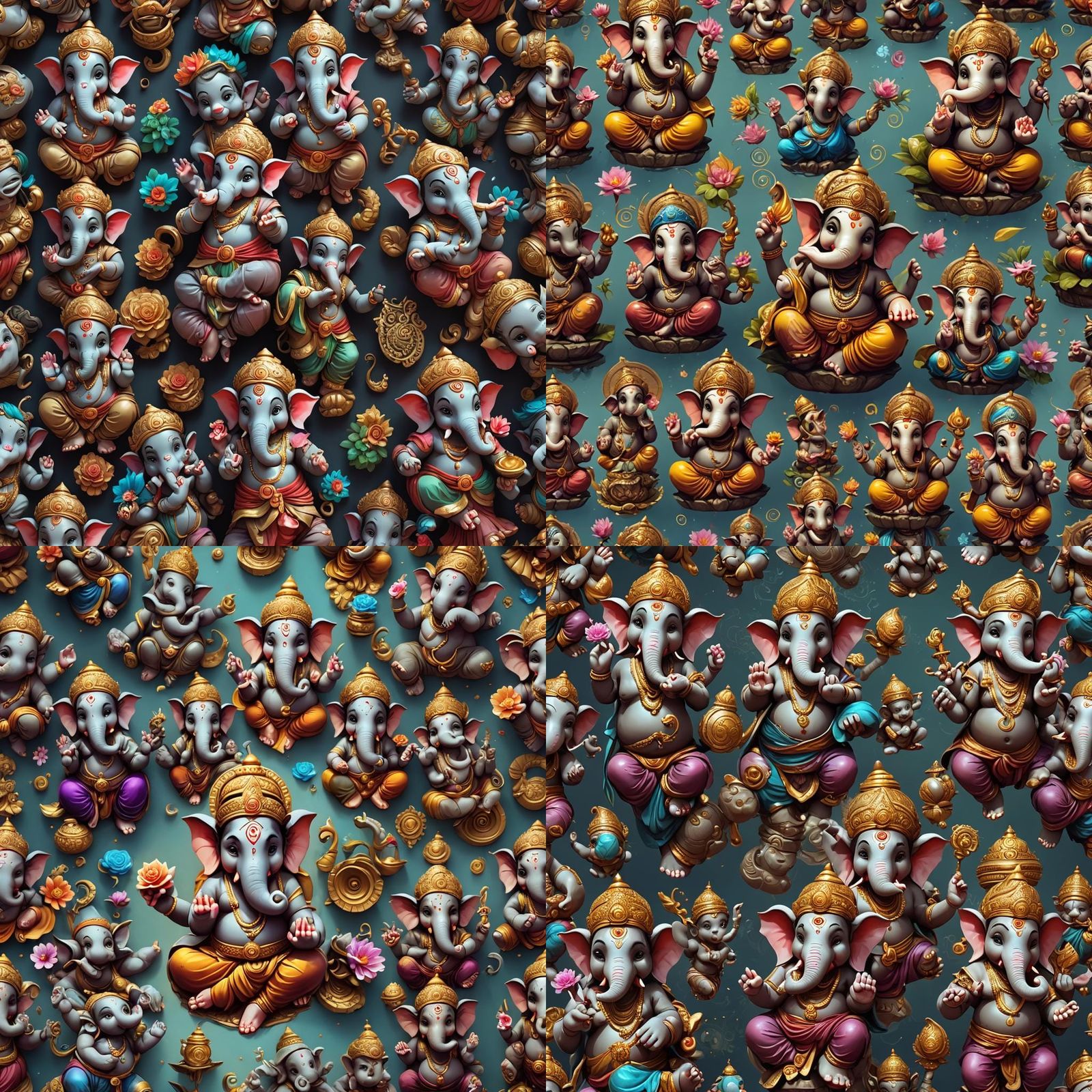 Adorable Lord Ganesha: Detailed Digital Matte Painting