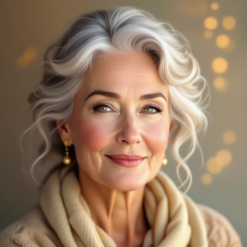 Serene Elderly Woman Portrait with Youthful Glow