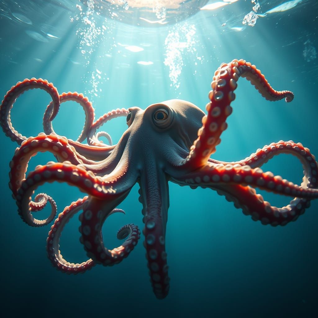 Hyperrealistic Octopus in Crystal Water