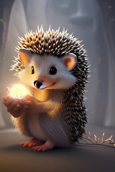 Hedgehog Healer Fantasy Art in Digital Painting Style