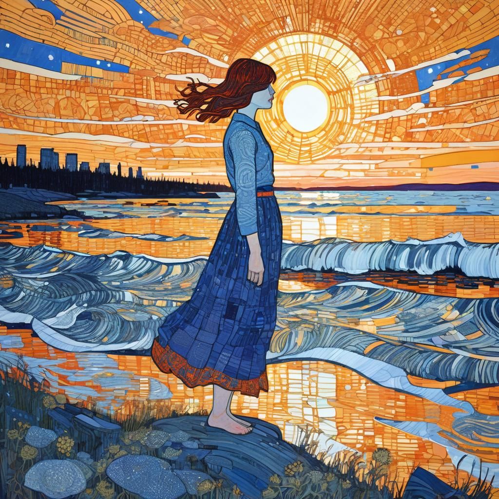 Midnight Sun Landscape in Contemporary Style