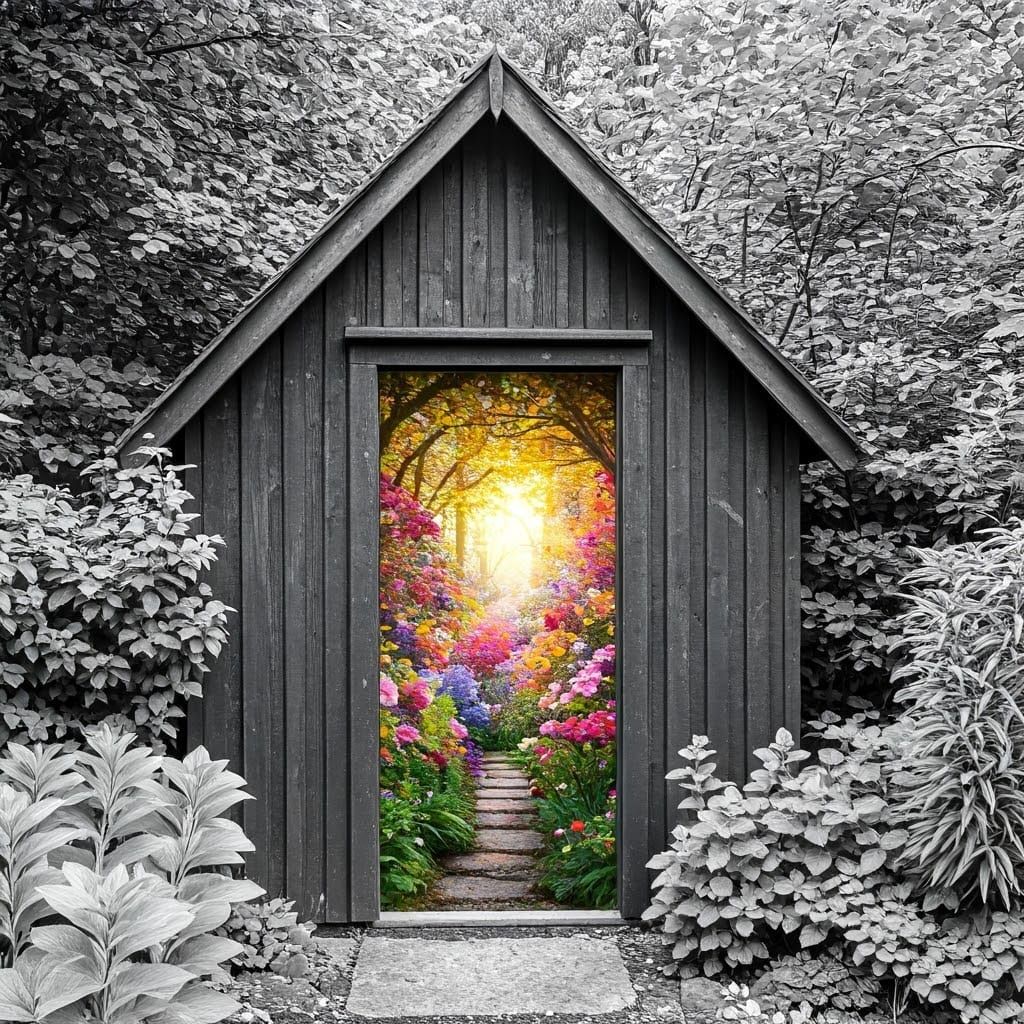 Surreal Entryway to Vibrant Floral Realm