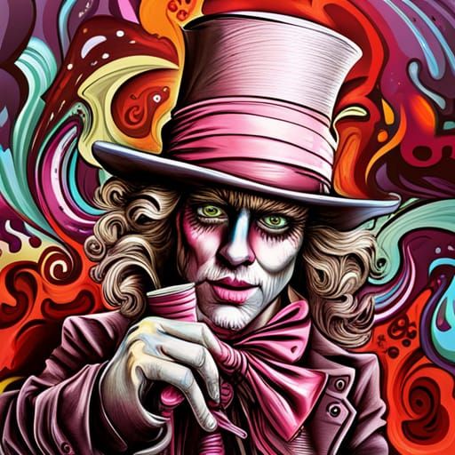 Mad Hatter Graffiti Art in Splash Style