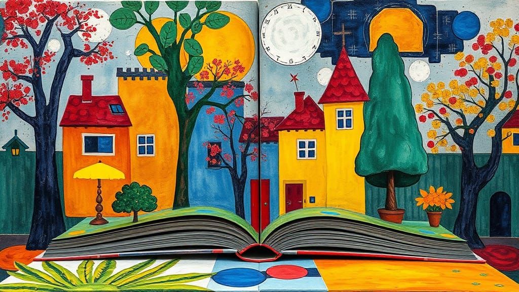 Vibrant Pop-Up Book in Impressionist Style
