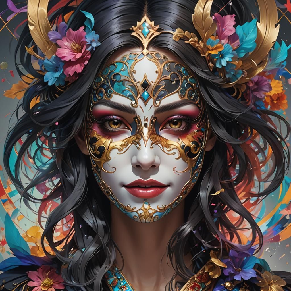 Dual Mask: Joy and Sorrow Portrait
