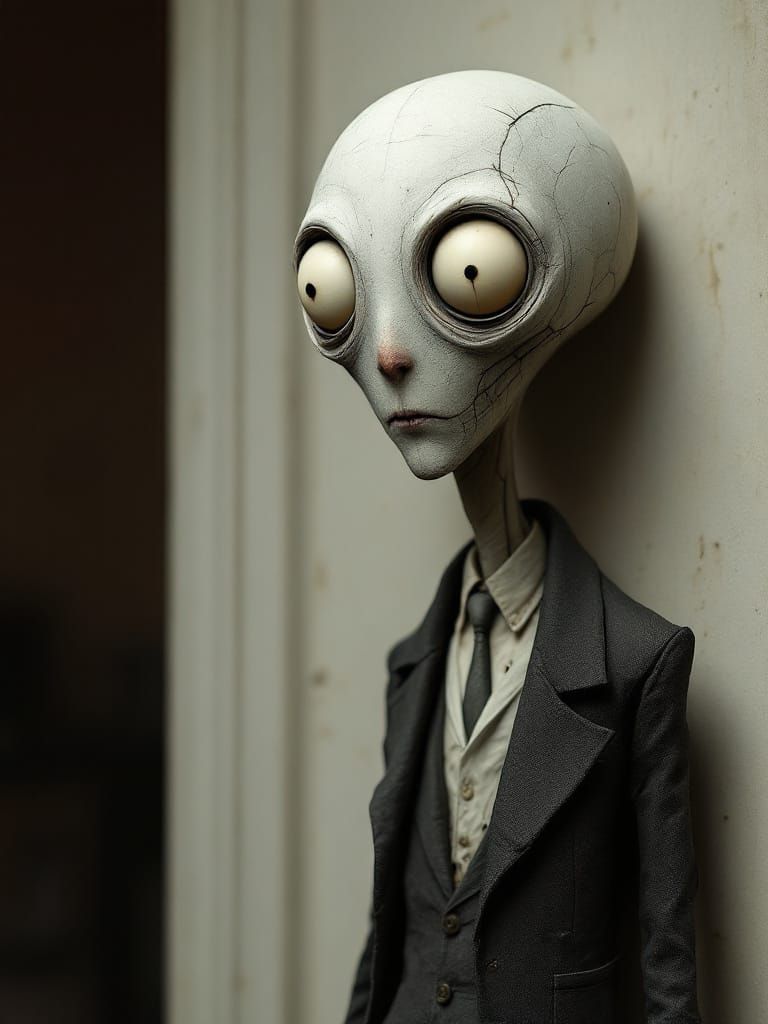 Surreal Sculptural Portrait in Burton & Giacometti Style