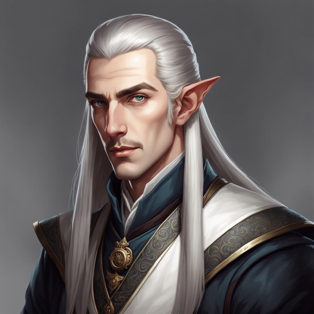 High Elf Innkeeper Portrait in D&D Style