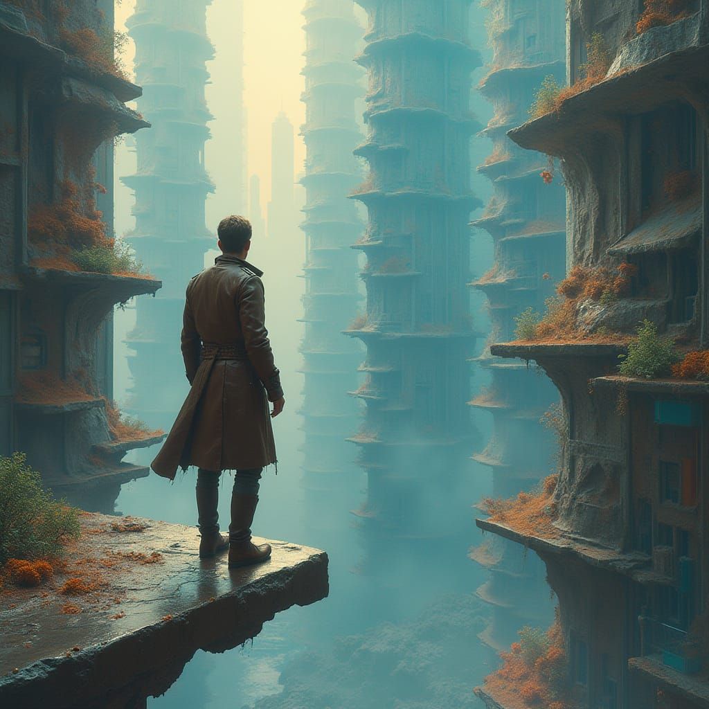 Surreal Skyscraper View in Digital Art Style