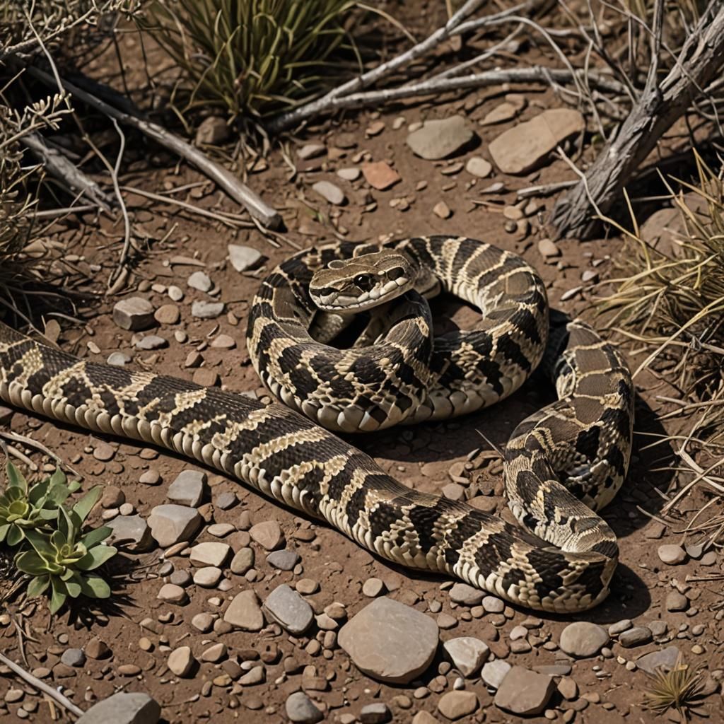 Detailed Diamondback Rattlesnake Striking Pose