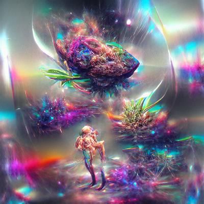 Holographic Astral Cosmic Weed Illustration