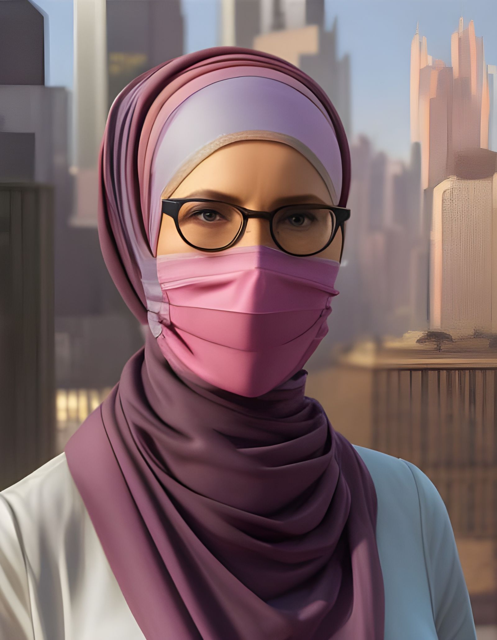 Woman in Hijab and Pink Dress: Hyperdetailed Portrait