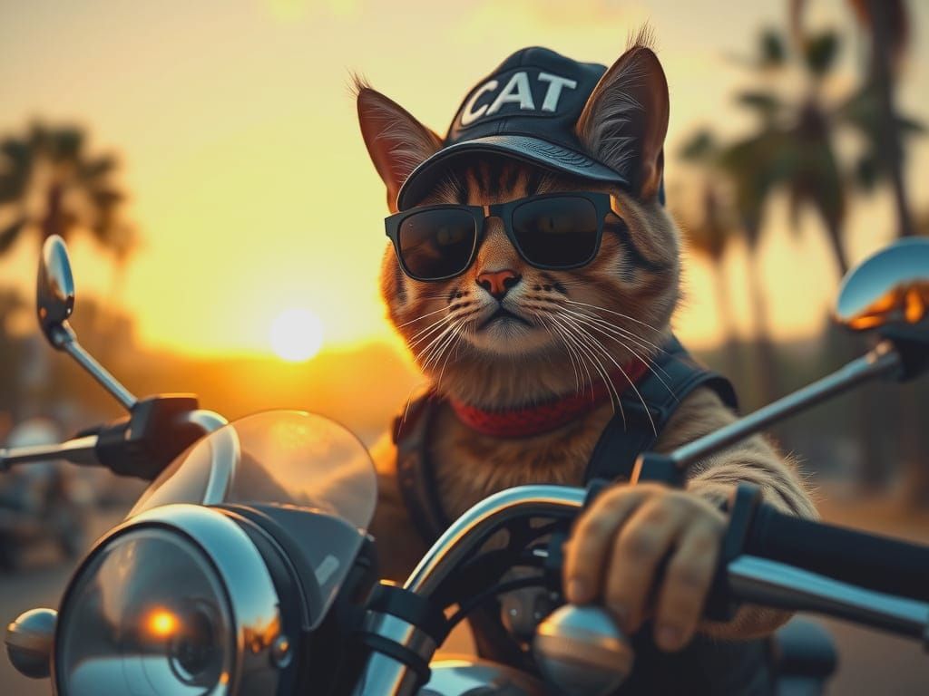 A cat on a motorbike.