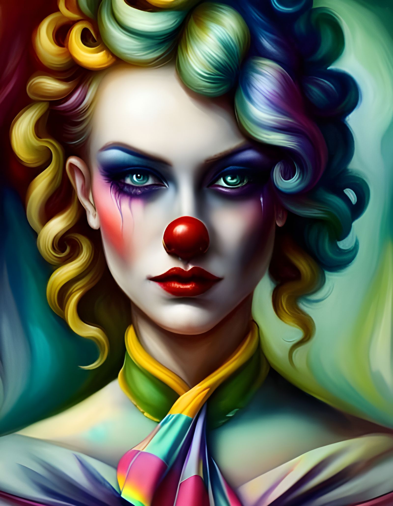 Detailed Clown Portrait in Maximalist Style