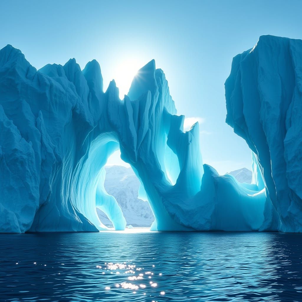 Colossal Iceberg in Turquoise Ocean, Photorealistic Detail