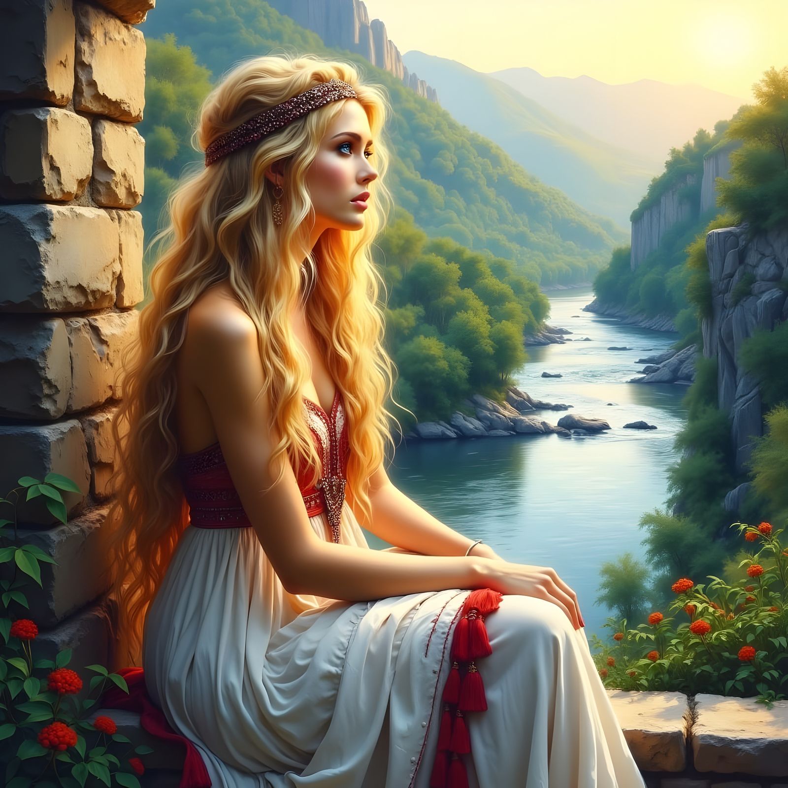 Lovely Norse Goddess in Soft Impressionist Style