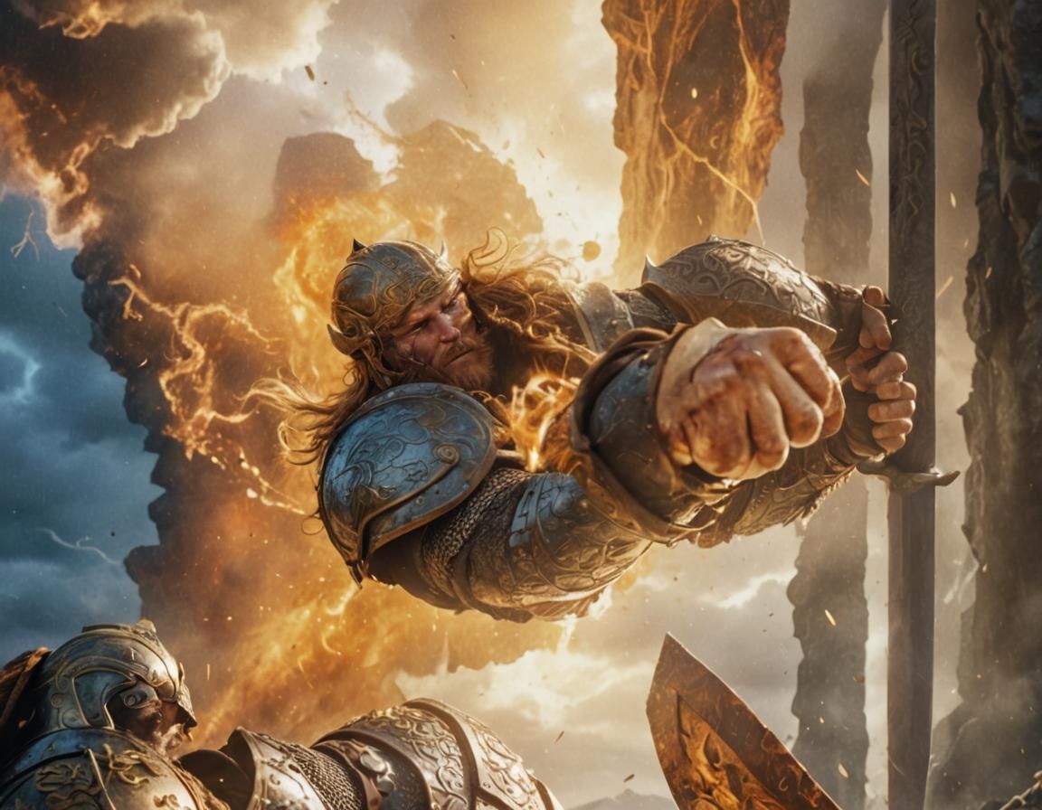 Viking Warrior on Battlefield in Hyper-Realistic Style