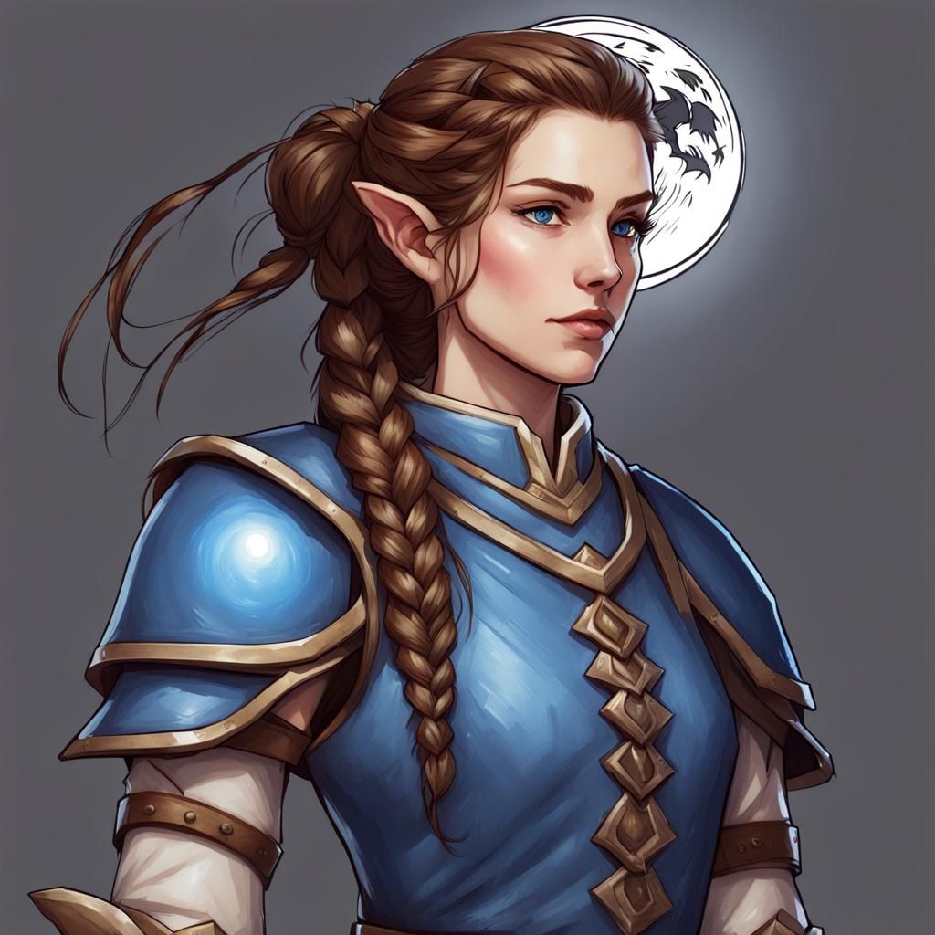 Half Elf Cleric in Moonlight