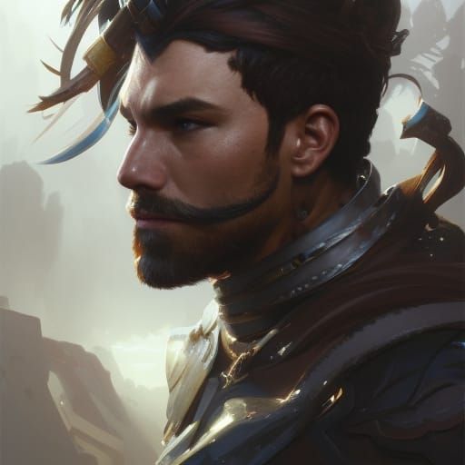 Armored Male Rogue Portrait in Hyperdetailed Style