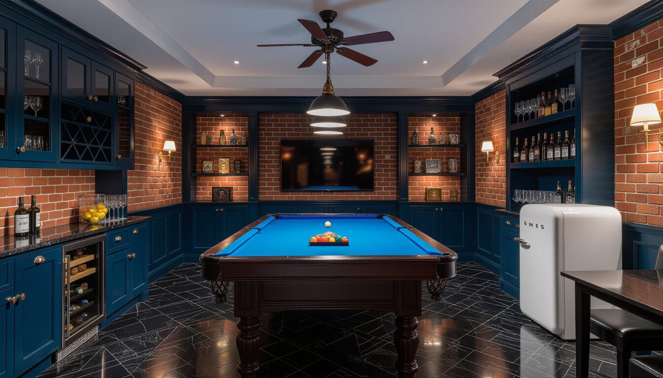 Victorian Billiards Room with Blue Baize Table