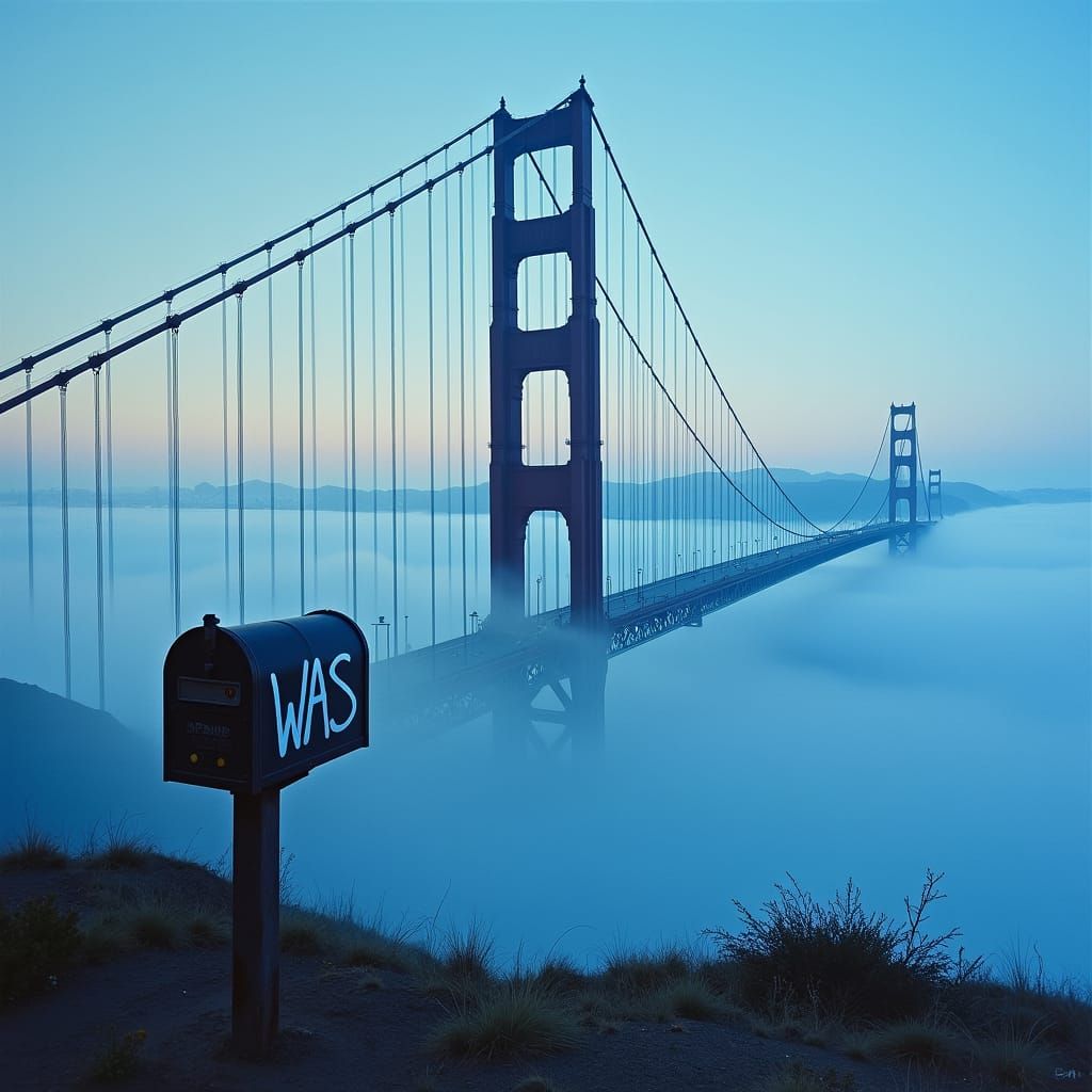 Golden Gate Bridge with Graffiti, Photorealistic Style