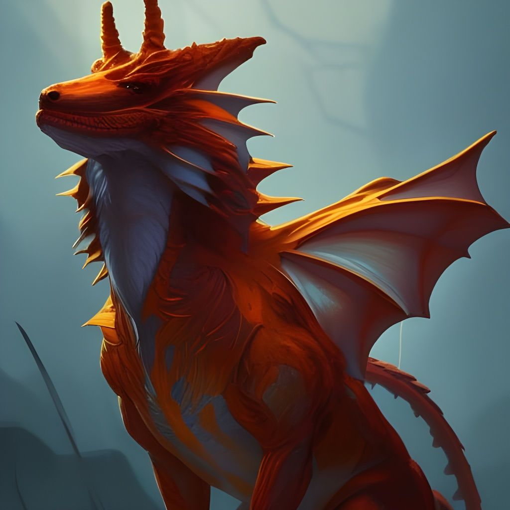 Dragon Fox Portrait in Hyperdetailed Fantasy Style