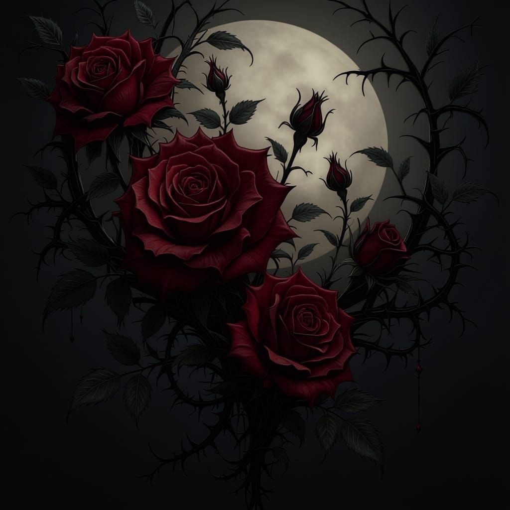 Dark Floral Template with Unique Rose All-Over Design