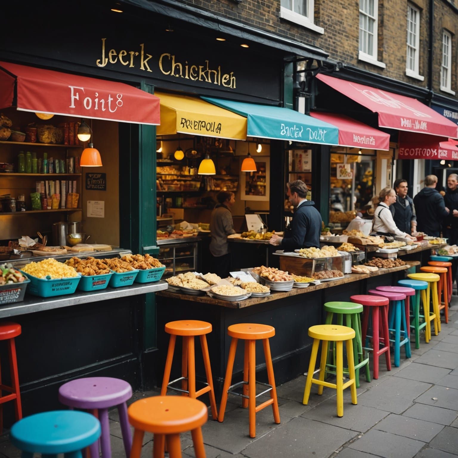 London Market Scene in Cinematic Style
