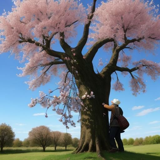 Boys Hide in Blossoming Apple Tree