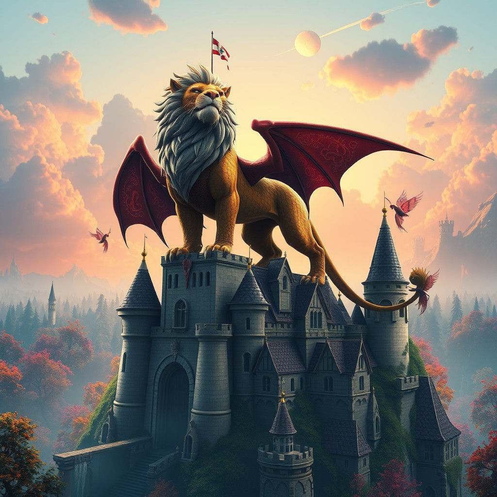 Lion-Dragon Château in Fortnite-Inspired Landscape