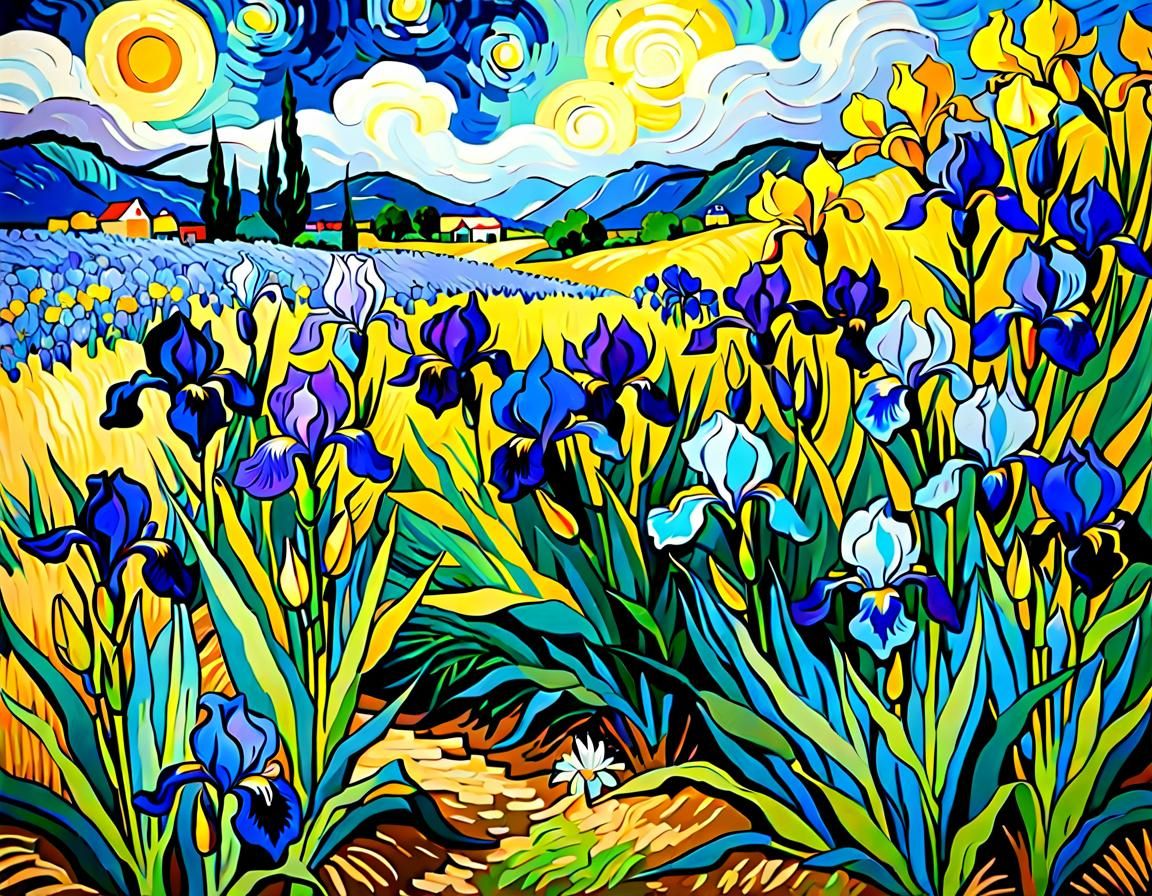 Irises as Impasto Painting