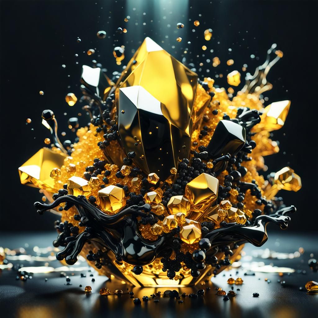 Epic Yellow and Black Crystal Glass Sculpture