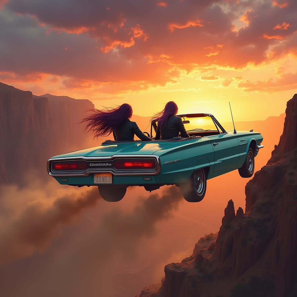 Turquoise Thunderbird Takes Flight in Golden Sunset