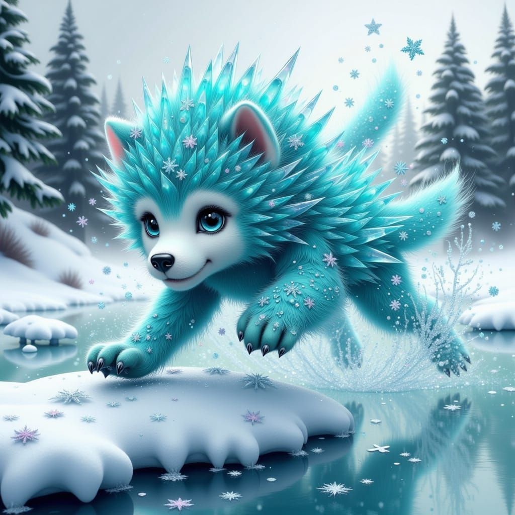 Crystal Puppy Shatters into Winter Wonderland in a Whimsical...