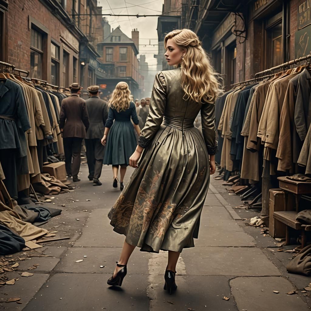 Young Woman in Vintage Clothing: Digital Matte Painting