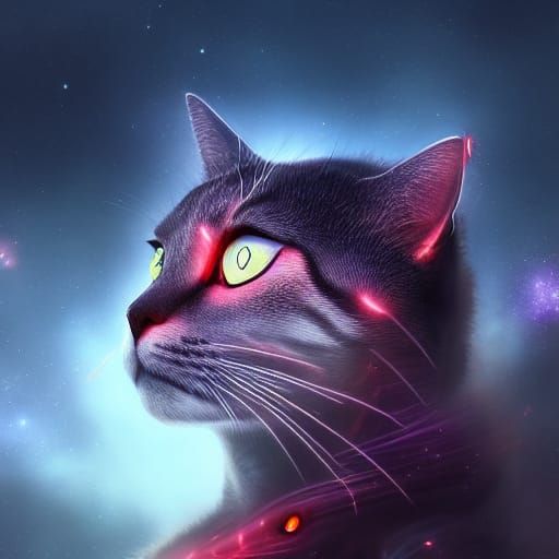 Cat Space Lord with Cards in Galaxy
