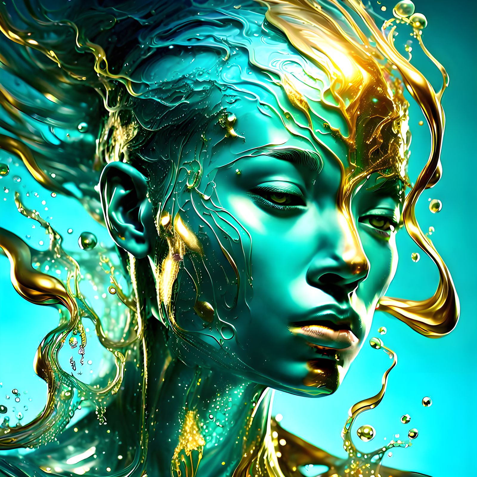 Water Elementals in Hyperrealistic Liquid Environments
