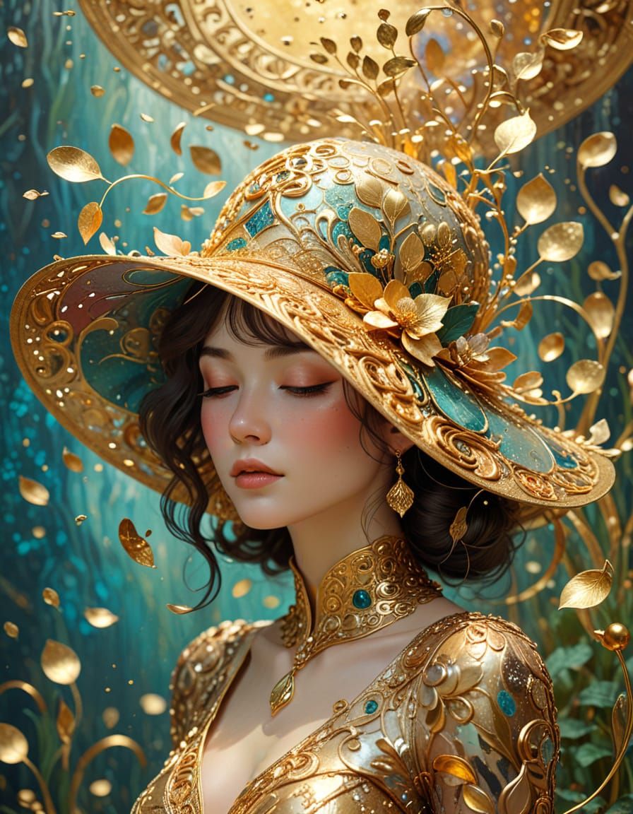 Art Nouveau Hat in Gustav Klimt Style