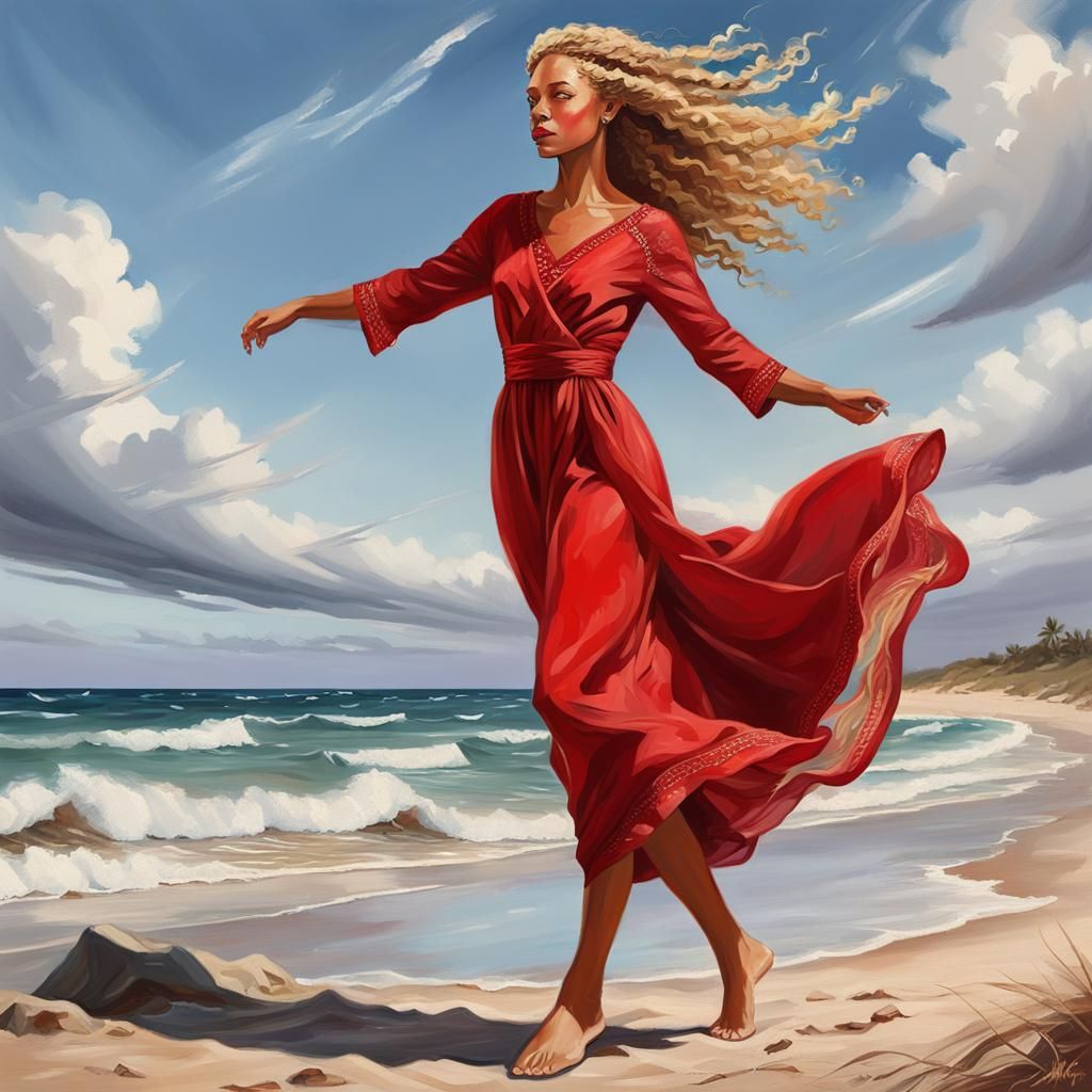 Red Loose Fitting Evening Gown Cartoon. Redone.