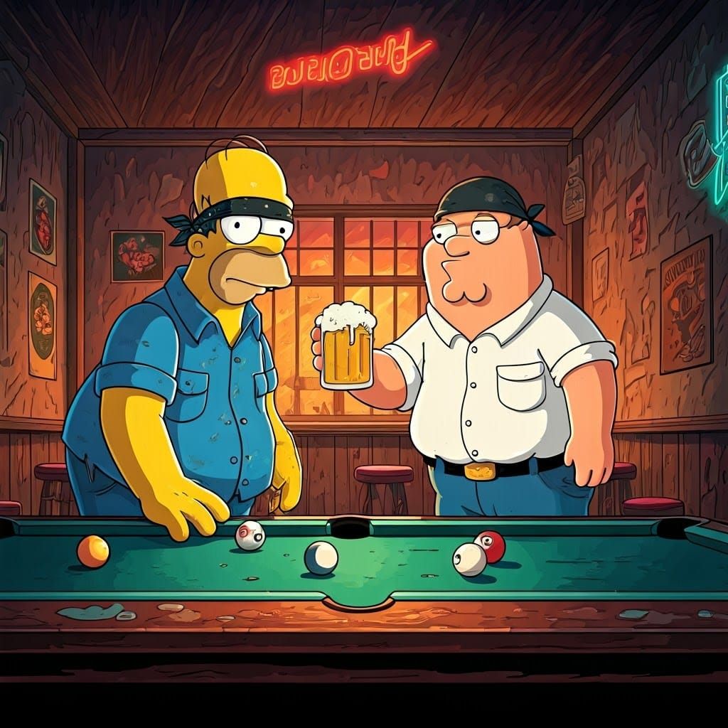 Futuristic Biker Bar Duel in Neon Colors