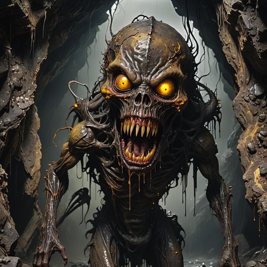 Disgusting Demonic Alien in Post-Apocalyptic Mine