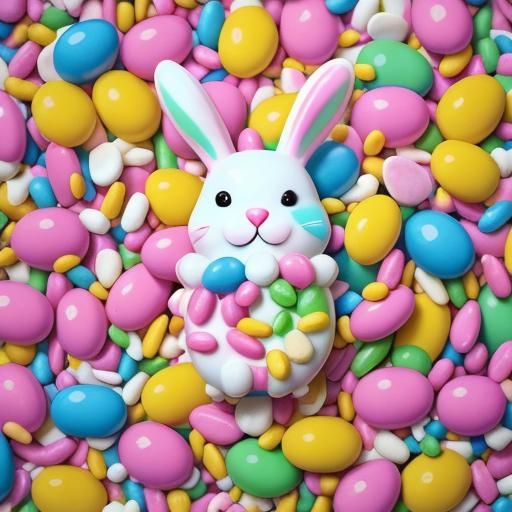 Lisa Frank Easter Bunny in Candy Land Style