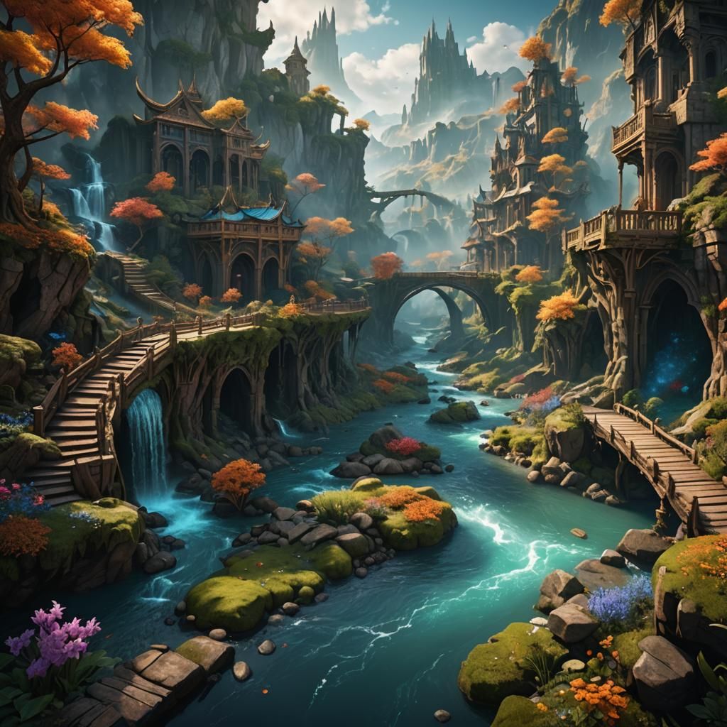 Fantastical River of Dreams in Detailed Matte Painting