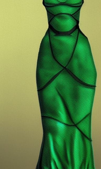 Emerald Green Lizard Scale Dress: Organic Fashion Concept