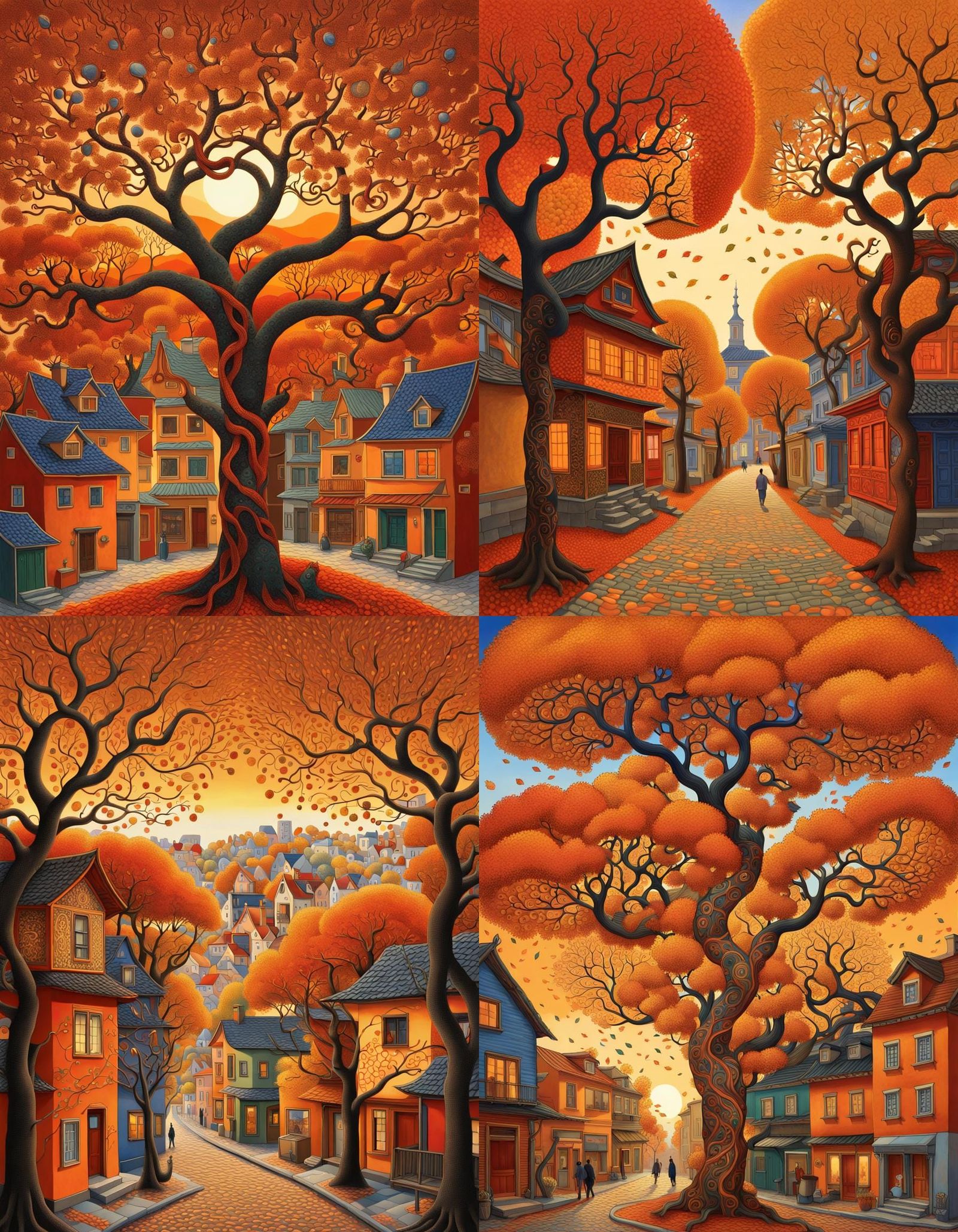 Cozy Town Square at Sunset with Ornamental Details