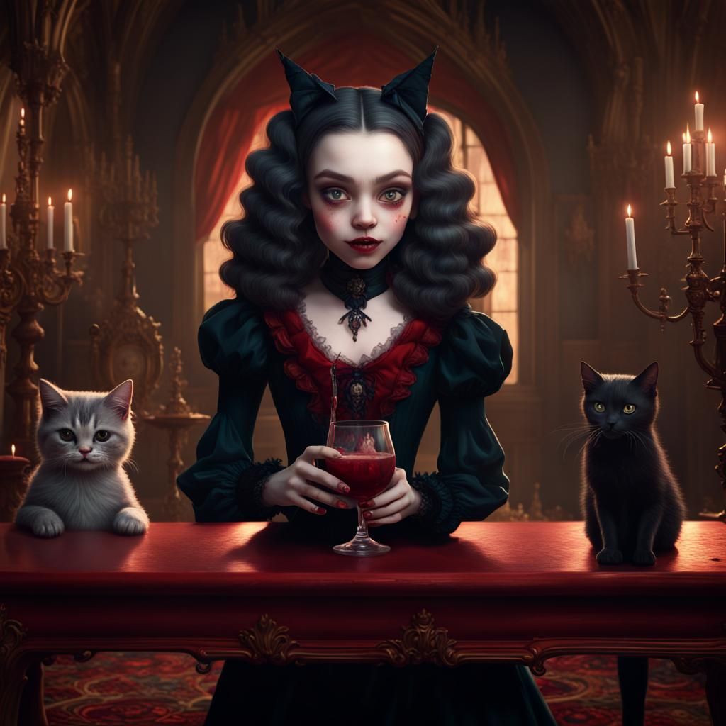 Vampire Girl Portrait in Mark Ryden Style