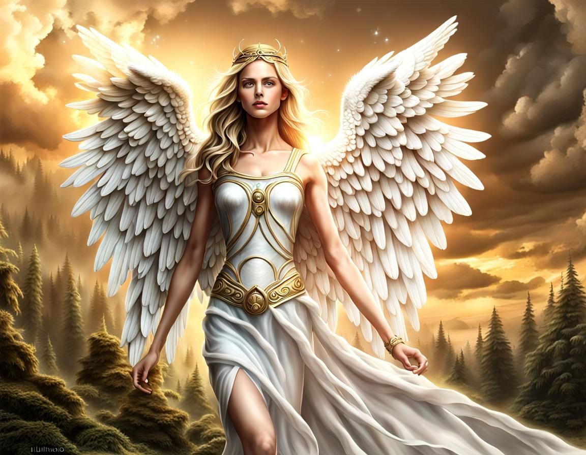 Magical Blonde Angel in Realistic 3D