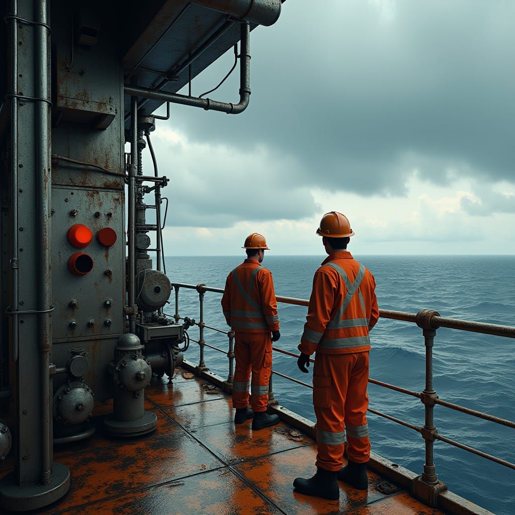 Offshore Oil Rig Reactor Work Area in Photorealistic Style